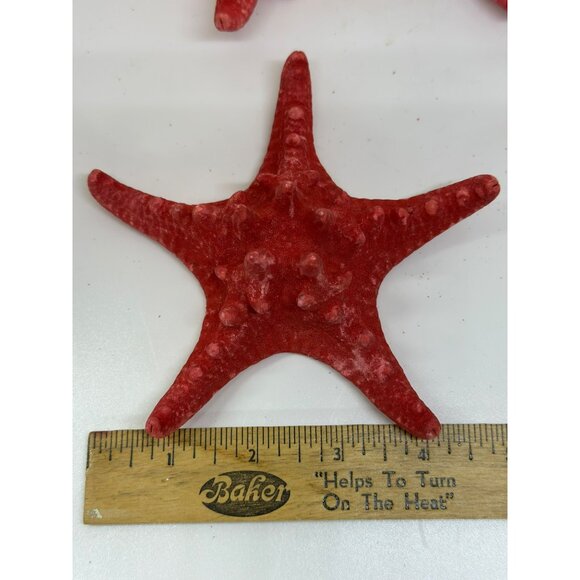 Red Decorative Starfish Set of 8 - 5" Textured Coastal Beach Nautical Decor - Picture 5 of 10
